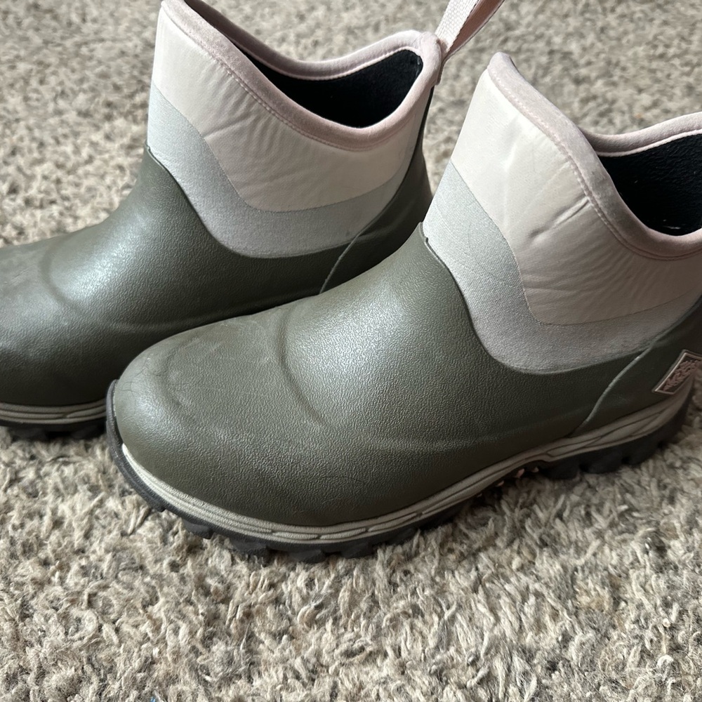 Pink and gray muck Ankle Boots